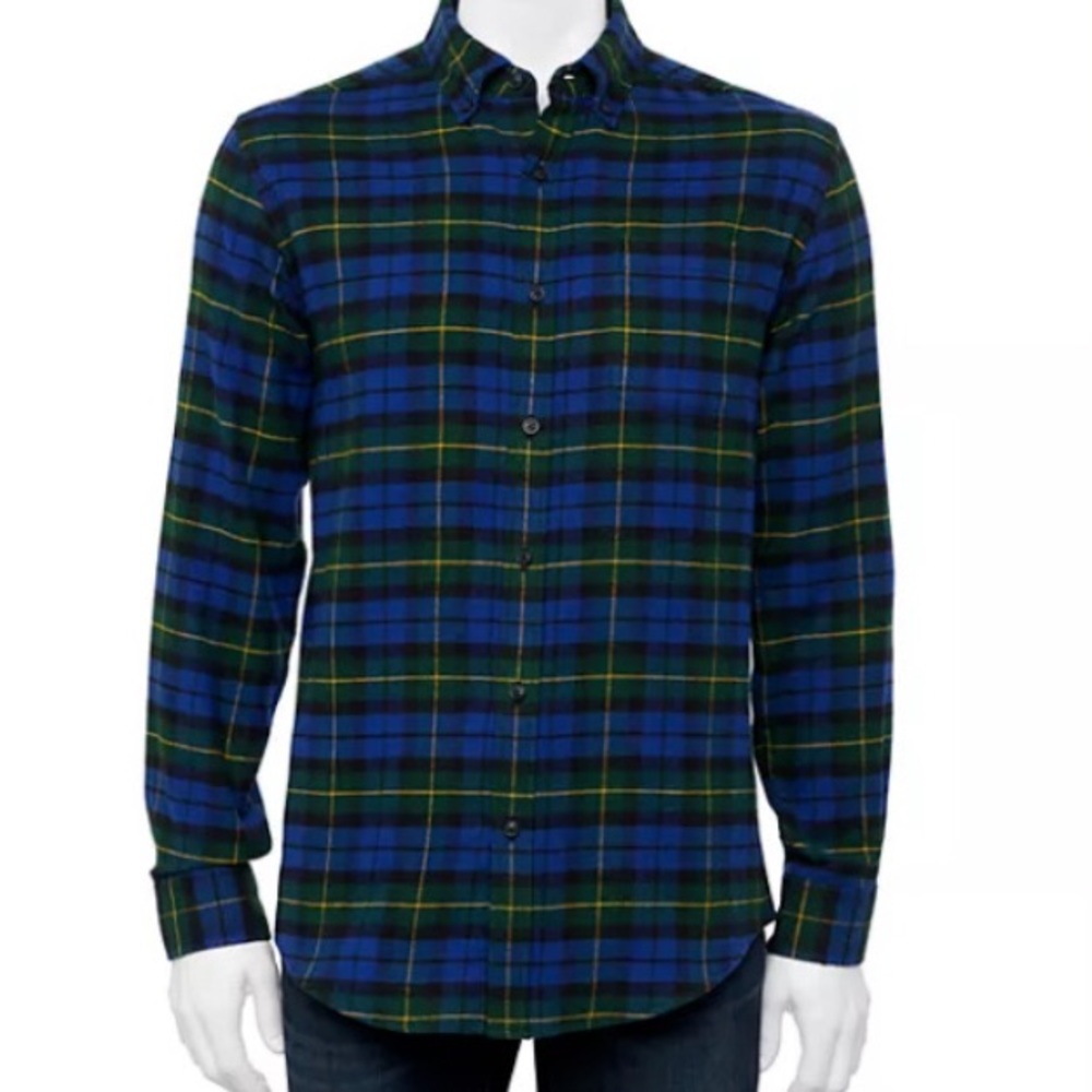 NWOT Croft & Barrow Classic Plaid Flannel Button Down Casual Shirt XL